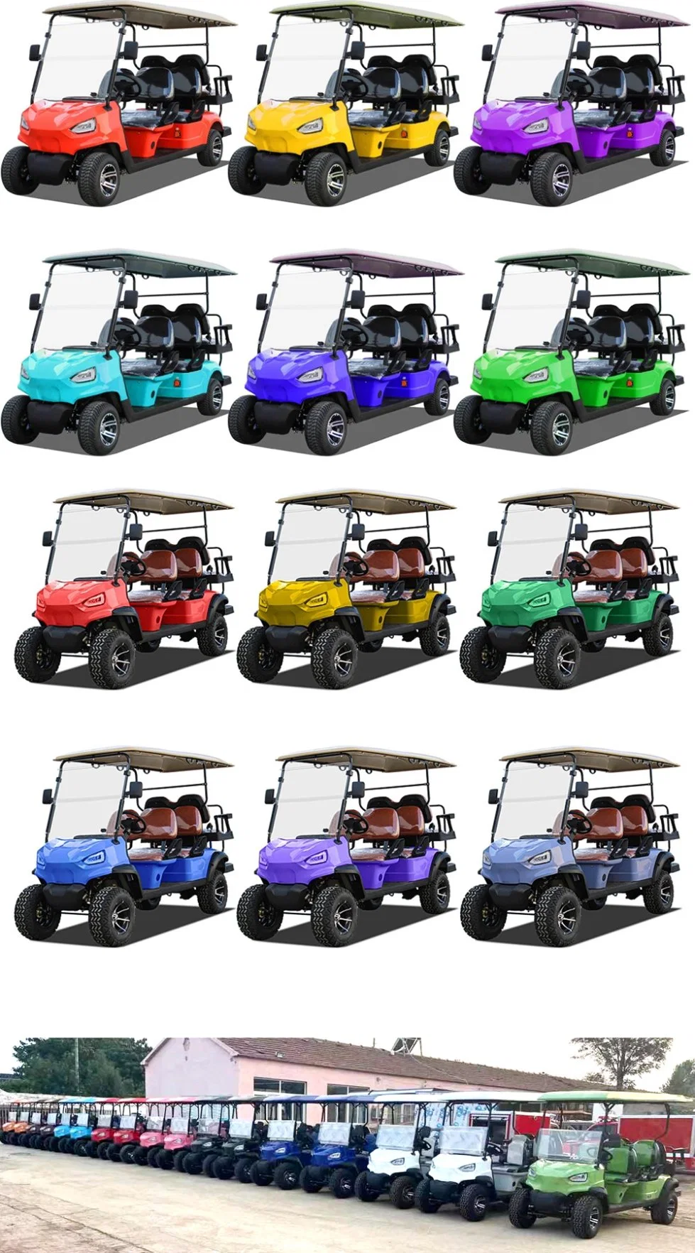 Sightseeing 6 Seater Golf Car High Chassis Lithium Battery Electric Golf Cart