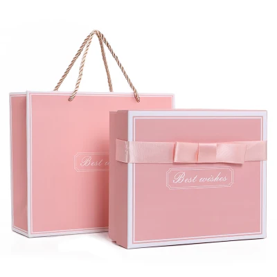 Custom Logo Printed Retail Ivory Board White Pink Dark Blue Red Paper Shopping Bags Packaging with Cotton Handle