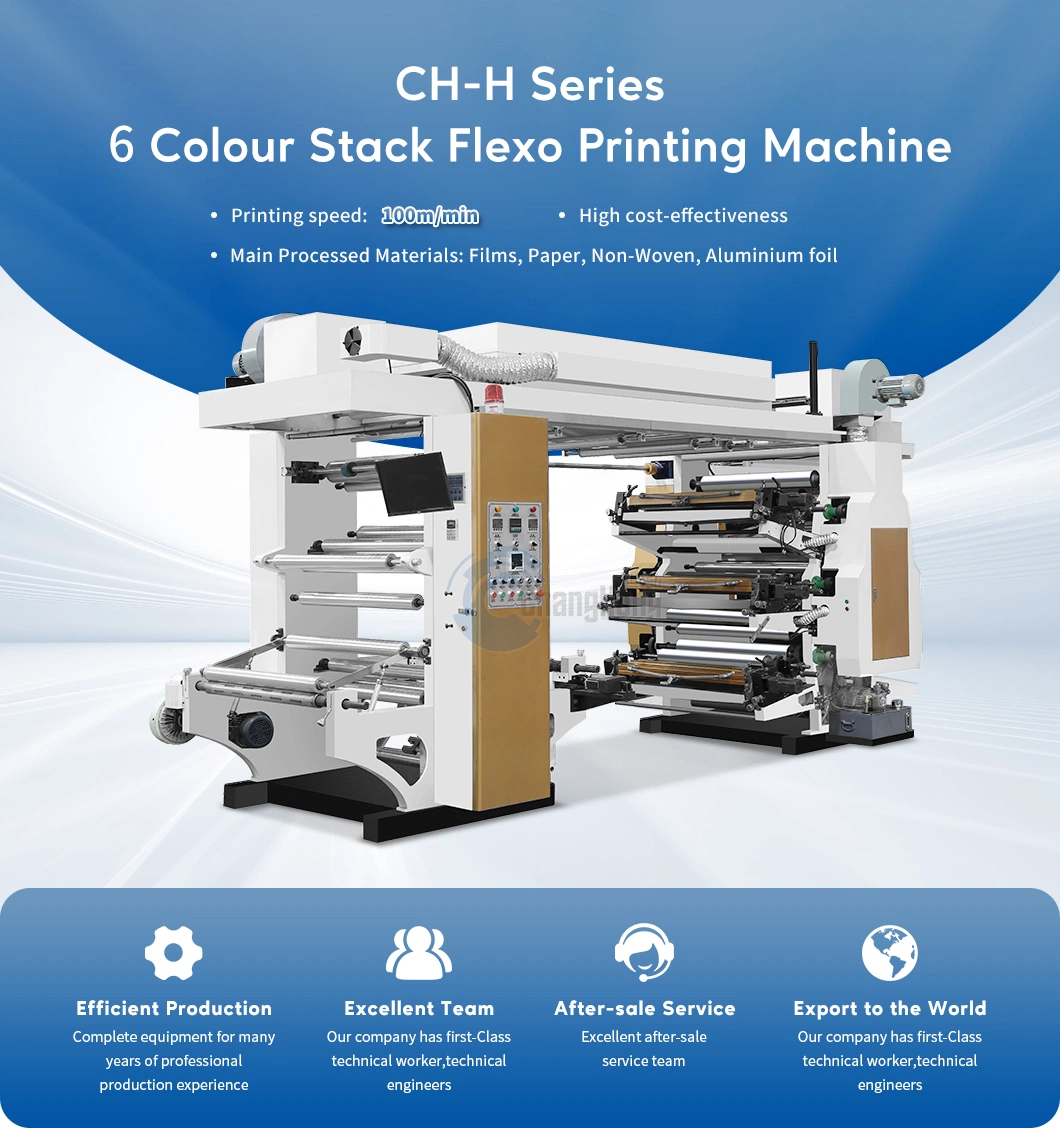 Non Woven Fabric Plastic Flexographic Printing Machine 6 Color