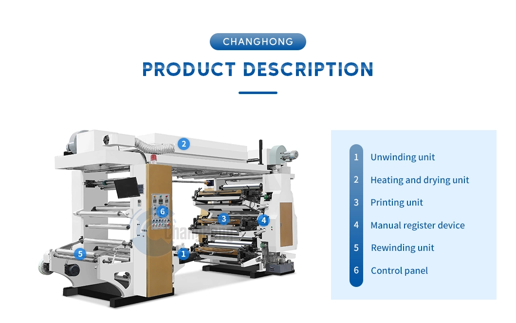 Non Woven Fabric Plastic Flexographic Printing Machine 6 Color