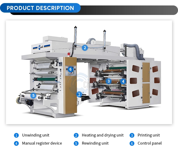 High Quality 6 Colour Flexo Printing Machine in China for Plastic Bag