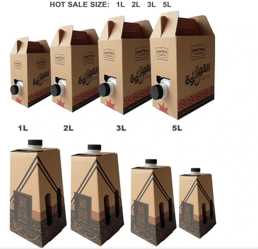 China Eco-Friendly Cheap Disposable Paper Coffee Box Dispenser 2.5L Coffee to Go Beverage Bag in Box