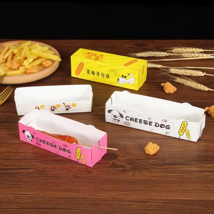 Packaging Hot Dog Burger Sandwich Takeout Box Kraft Paper Snack Box