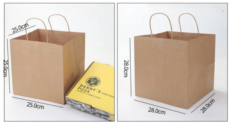 Craft Paper Lunch Box Bag Takeaway Food Packaging Degradable Paper Bag with Handle