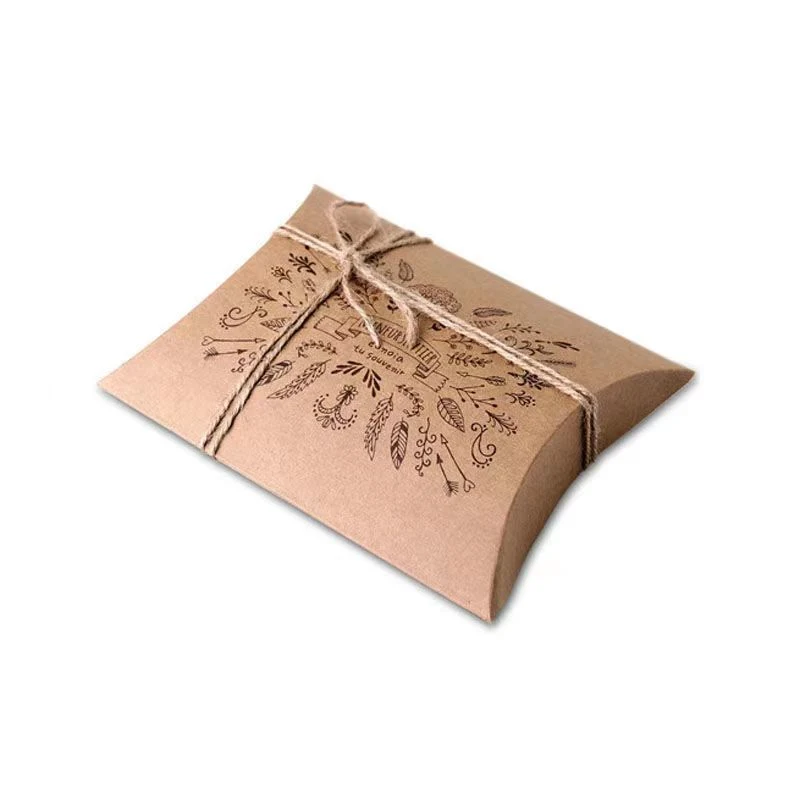 Pillow-Shaped 250g Brown Kraft Paper Packing Box for Soap/Candy/Nut (Hollow-out design)