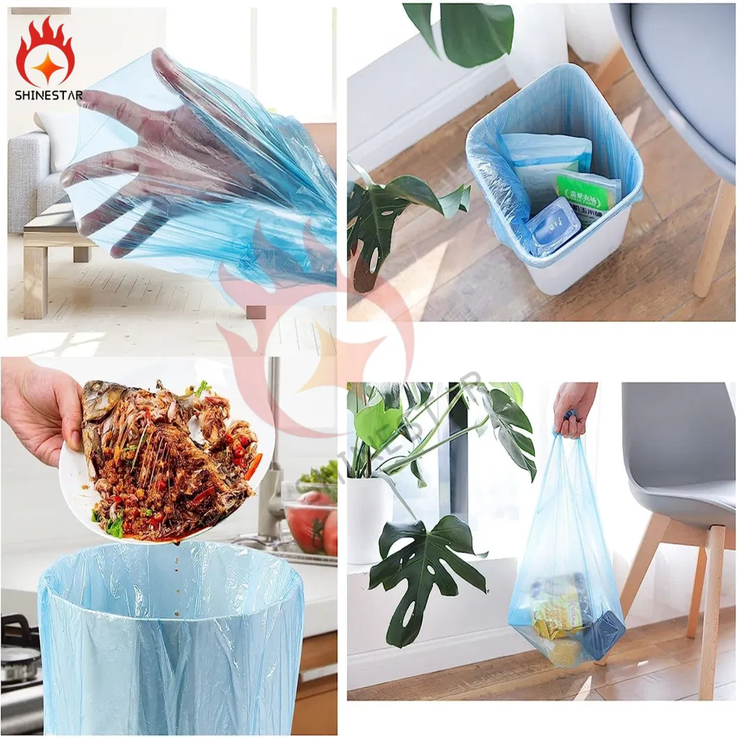 Small Handles Garbage Colorful Strong Rubbish Bags for Office, Kitchen Waste Bin