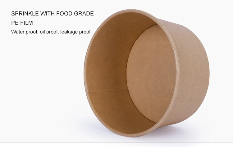 Kraft Paper Container Delivery Package with Take Away Salad Lid Pet PP Rectangle Takeaway Kraft Paper Bowl