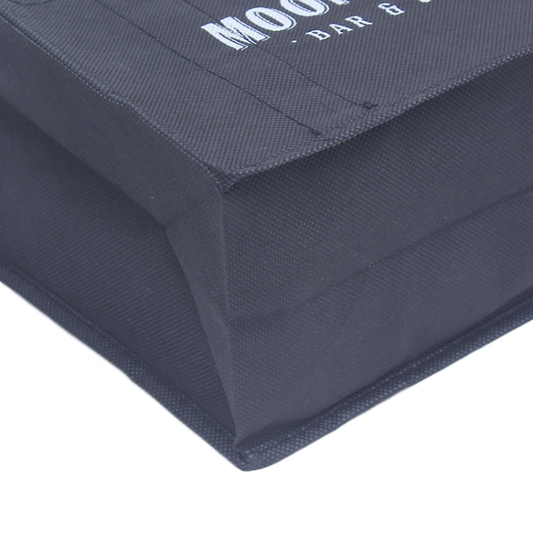 Small Black Non Woven Promotional Packing Bag Reusable PP Non Woven Shopping Tote Bag with Loop Handles Custom Made Non-Woven Eco Bag