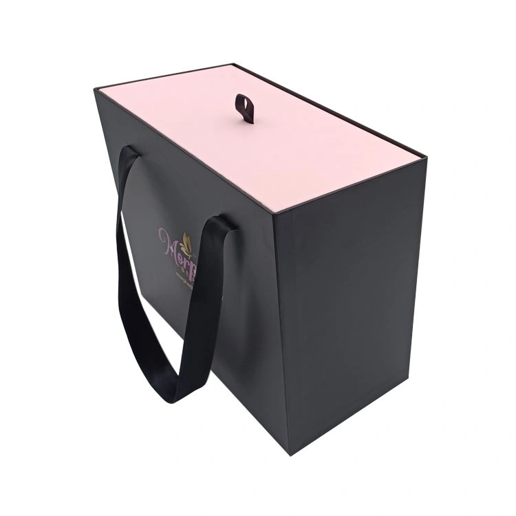 Custom Logo Printed Rigid Cardboard Clothing Shoe Folding Packaging Box Ribbon Magnetic