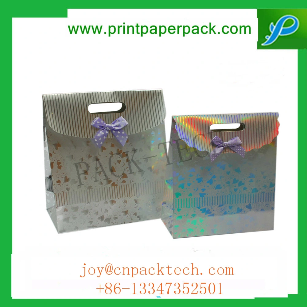 Customized Christmas Candy Cake Gift Paper Bag with Die Cut Handle