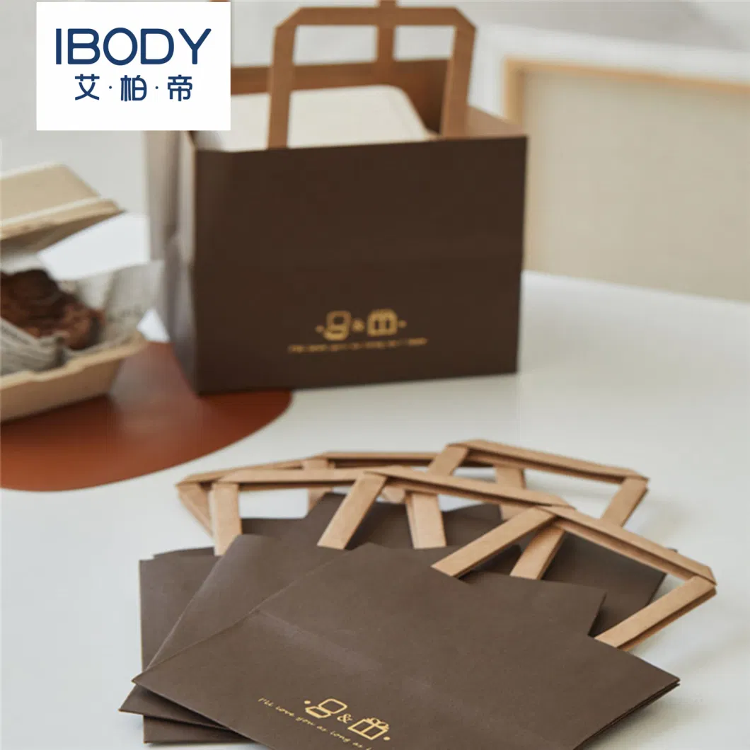 Wholesale Fashion Eco Friendly Food Grade Bread Packaging Small Paper Bags with Logo for Cake Box Kraft Paper Bag