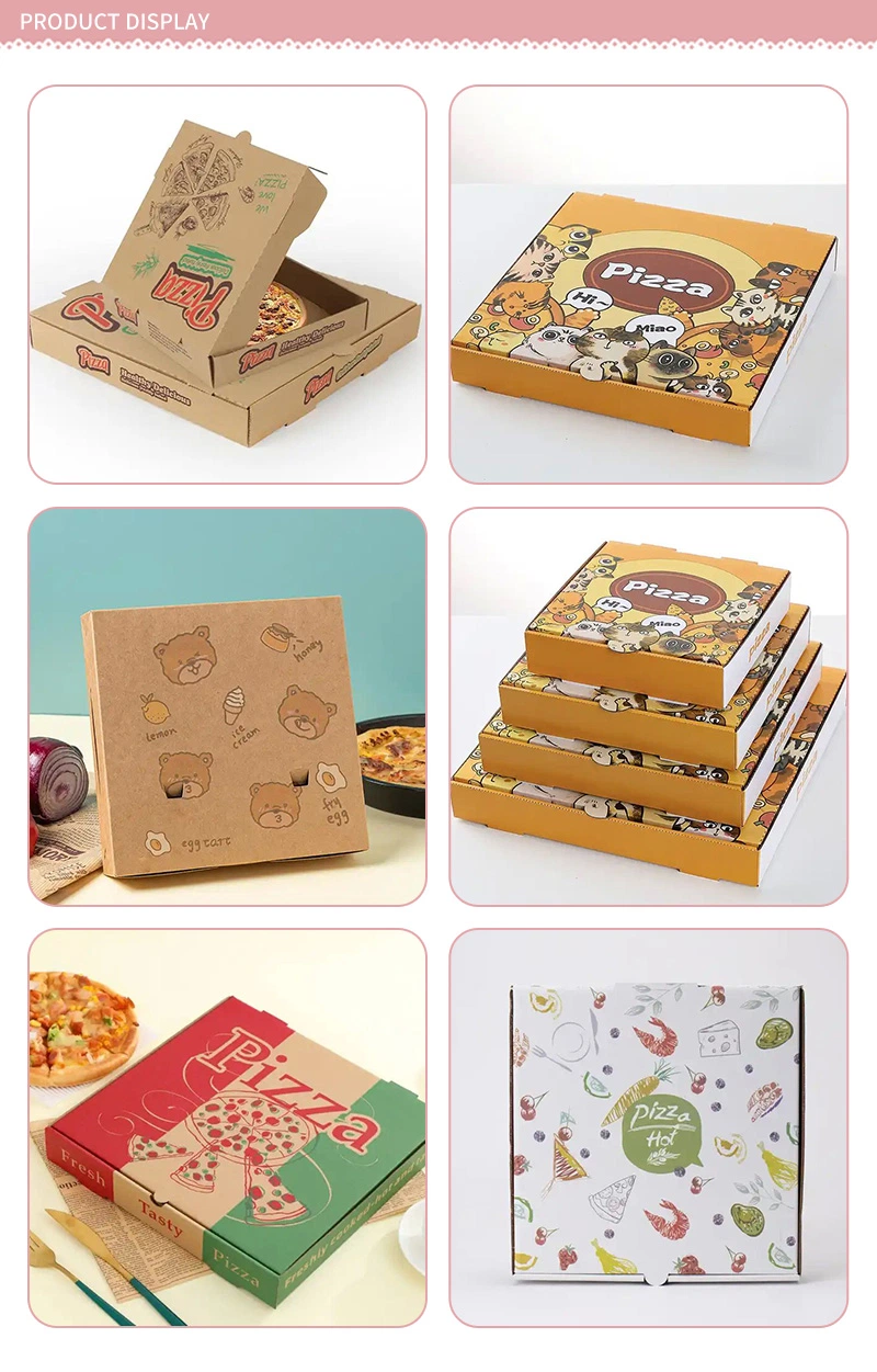 Custom Logo Eco Friendly Cartoon Printed Corrugated Cardboard Paper Pizza Box