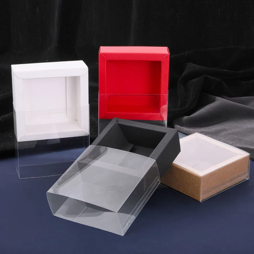 Clear PVC Sleeve Window Sliding Kraft Jewelry Gift Boxes with Transparent Windows