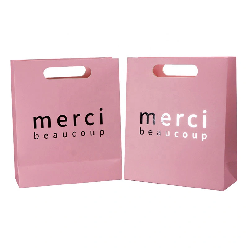 China Customized Pink Printed Paper Bags and Boxes with Matching Rope Handles