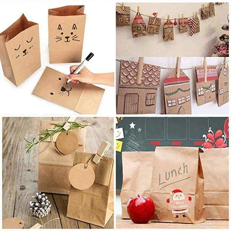 Wholesale Recycled Custom Fruit Paper Bag French Fries Cake Bread Pie Hamburger Pizza Candy Paper Pouch Brown Bag