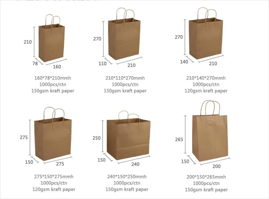 Wholesale Recycled Materials Brown White Kraft Paper Bags for Food Cake Wine Packaging