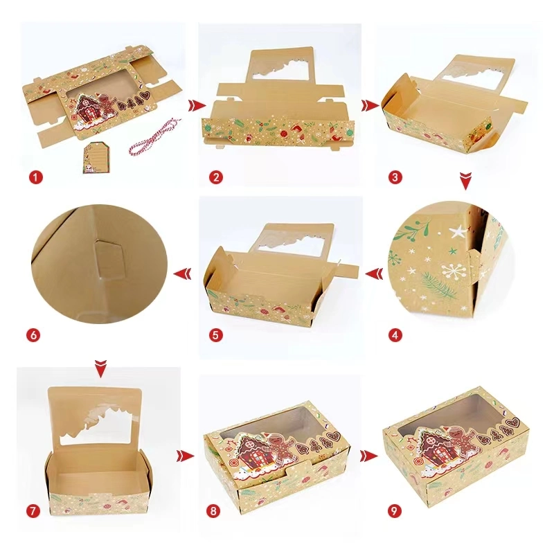 Christmas Gift Box Kraft Paper Box with Clear PVC Window