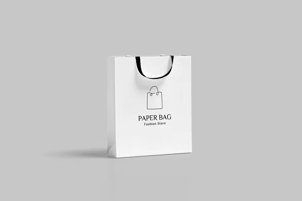 Customized Printing Luxury Branded Gift Shopping Paper Bag with Ribbon Handle for Clothing Shoe Packaging