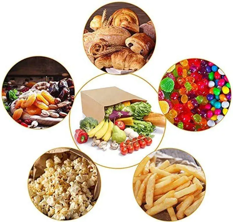 Wholesale Recycled Custom Fruit Paper Bag French Fries Cake Bread Pie Hamburger Pizza Candy Paper Pouch Brown Bag