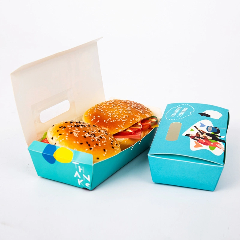 High Quality Disposable Burger Box for Fast Food Packaging Takeaway Hamburg Food Container Paper Box