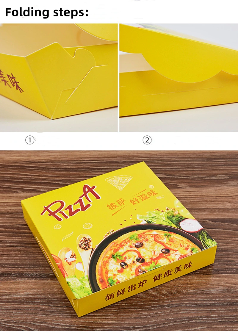 Custom Disposable Food Grade 3 6 8 10 12 14 16 18 20 22 Inch Takeaway French Fries Hamburger Corrugated Paper Pizza Box