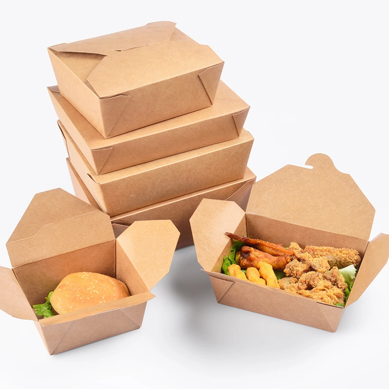 Customized Logo High-End Recycled Lunch Pizza Hamburger Fried Chicken Bread Noodle Take Away Food Cardboard Paper Box