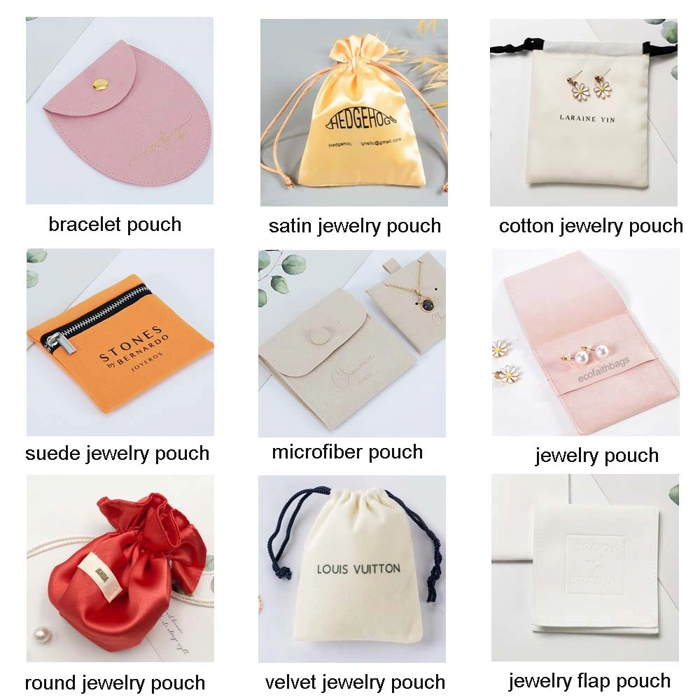 Velvet Jewelry Bag Luxury Jewelry Package Bag with Silk Ribbon Standup Gift Pouch with Bottom