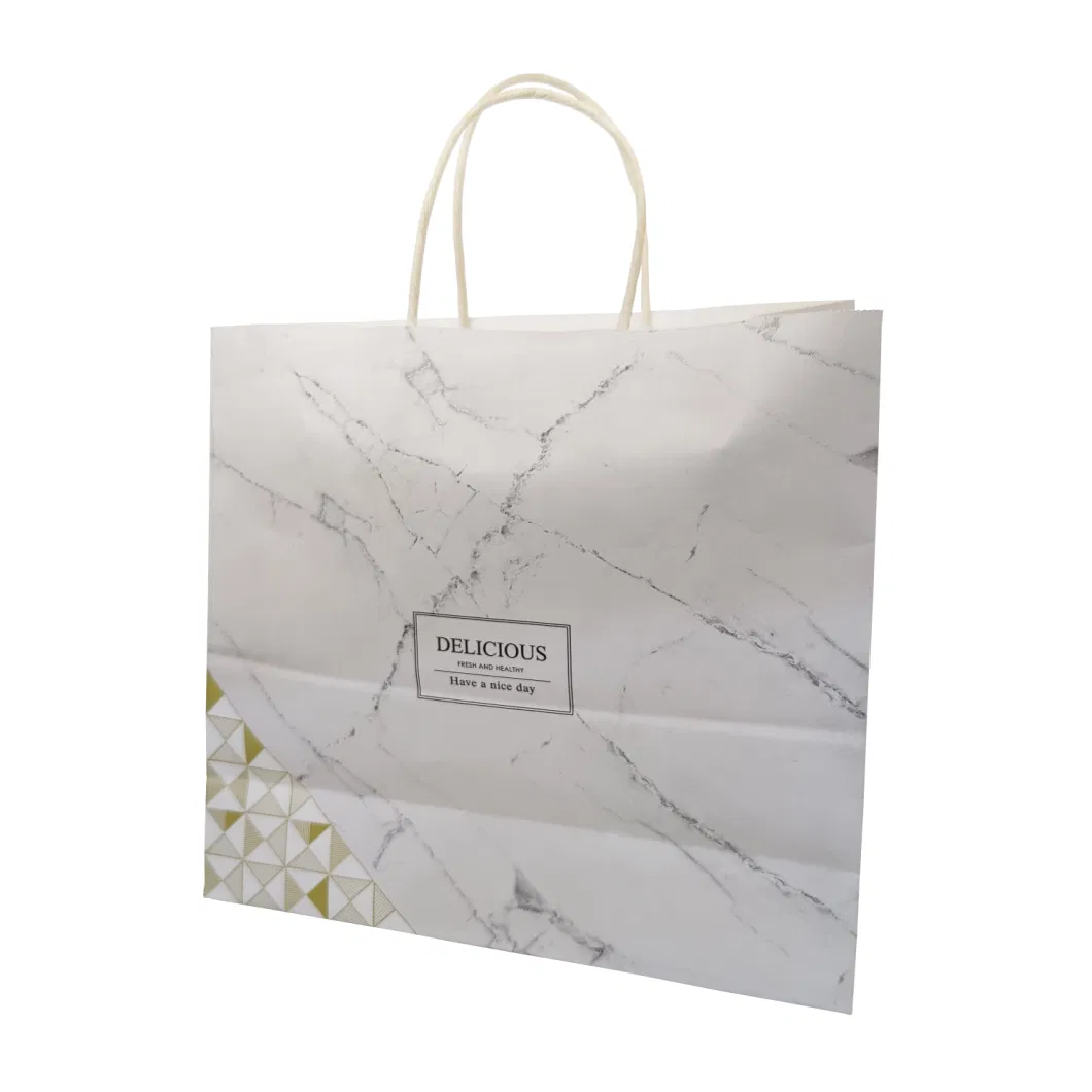 Wholesale White Kraft Paper Hand Bag Custom Gift Shopping Bag with Handle