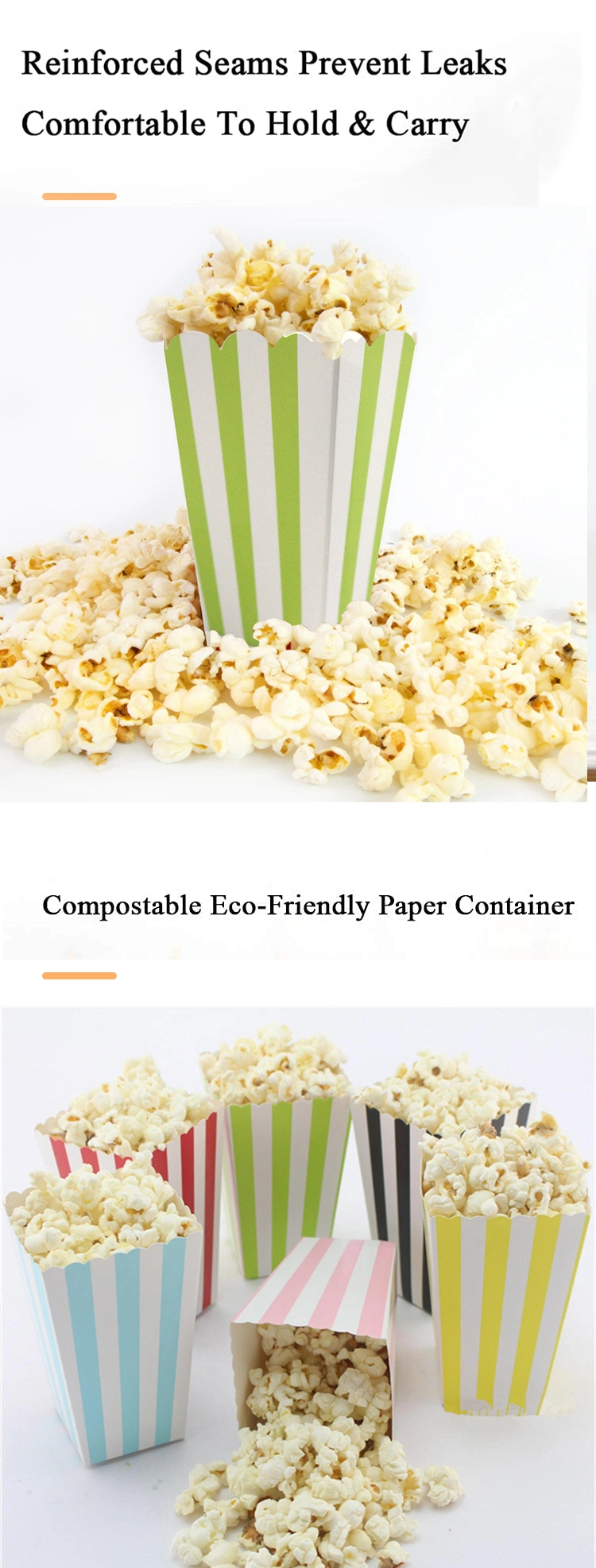 Disposable Paper Popcorn Cup Snack Package Take-out Box