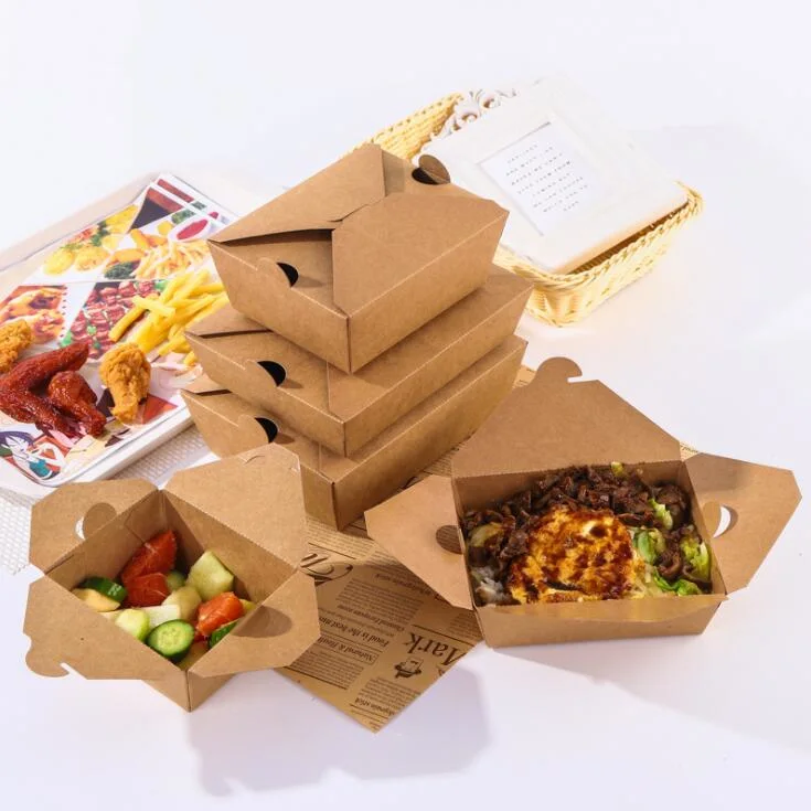 Disposable Kraft Paper Takeaway Box Fruit Vegetable Steak Box