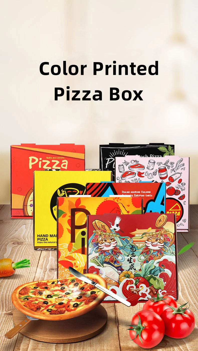 Customized Eco Friendly Recyclable Pink Food Grade Paper Packaging Takeout Takeaway Kraft Pizza Box