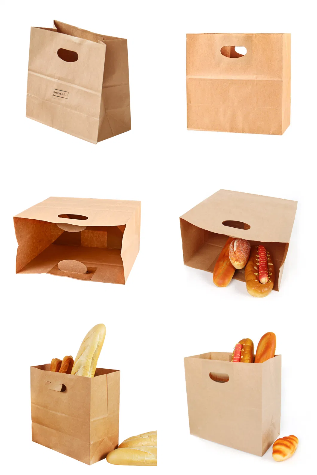 Biodegradable Restaurant Fast Food Brown Takeaway Packaging Paper Bags Custom Logo Printed Store Large Kraft Paper Bag Wide Bottom