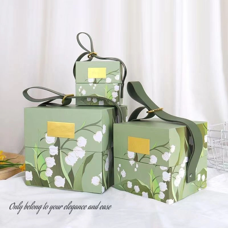 High Quality Handmade Paper Gift Packaging Box with Leather Handle