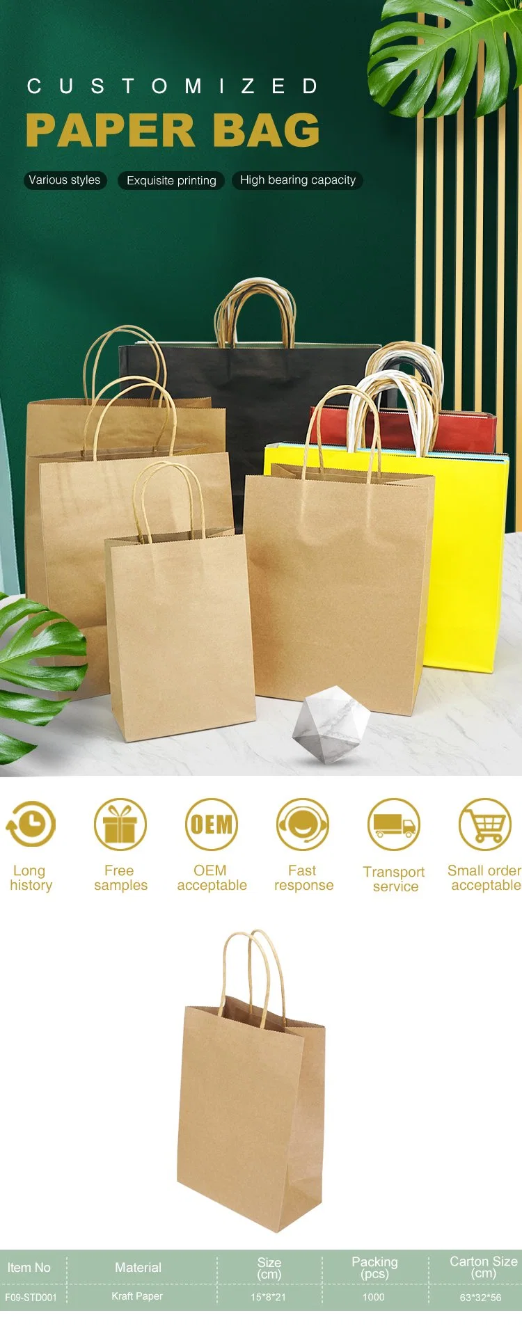 Customized Logo Take Away White Food Paper Bag Fashion Gift Shopping Bag