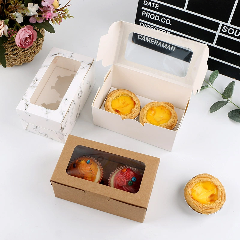 Affordable Price Recyclable White/Kraft Paper Packaging Box, Dessert Cake Packing Box with Window