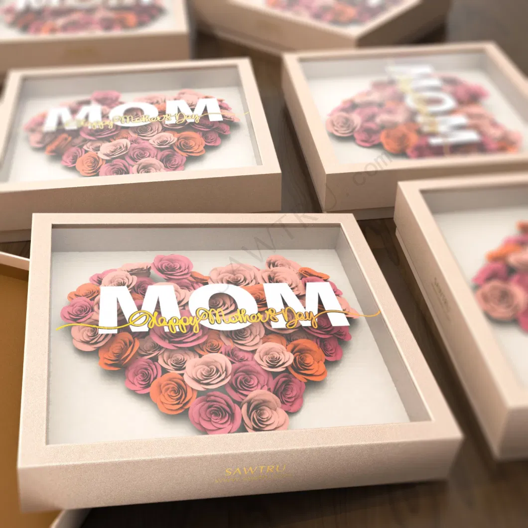 Mothers Day Gift Paper Cardboard Box with PVC Clear Flower Window