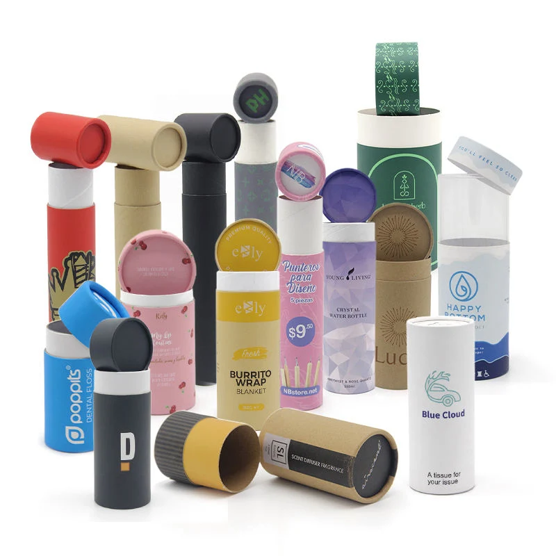 Recycled Custom Printing Cosmetic Tube Cylinder Packaging Cardboard Tube Paper Box