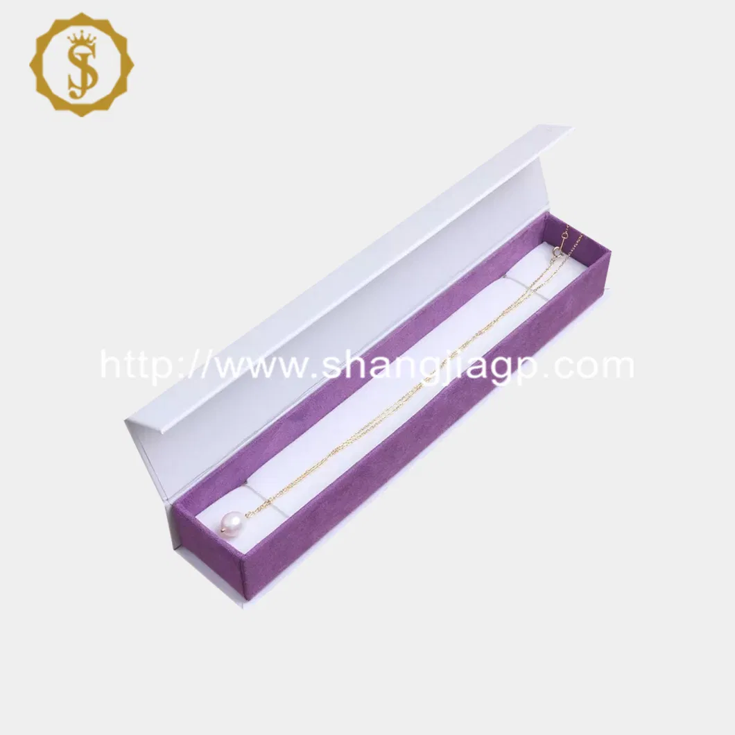 Jewellery Packing Supplier White Paper Magnetic Purple Jewelry Packaging Box