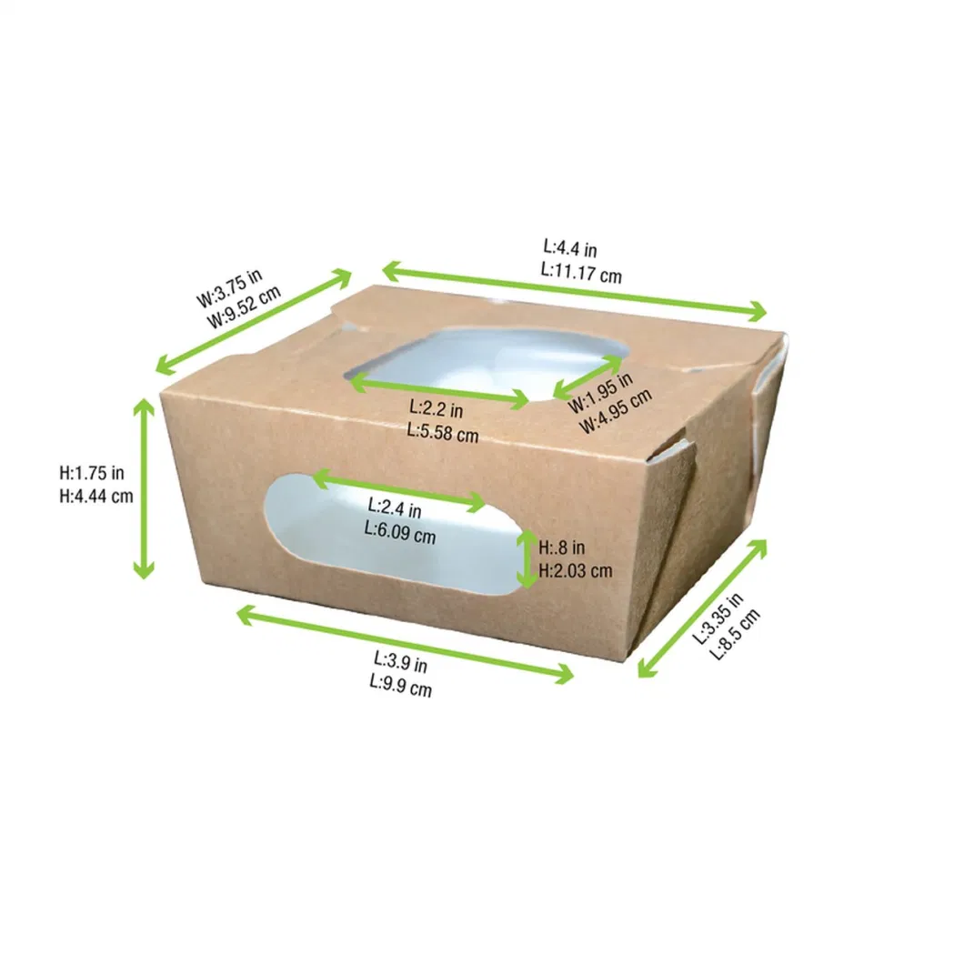 Manufacturer Wholesale Kraft Paper Disposable Food Grade Snack Salad Box with Anti Fog Pet Lid