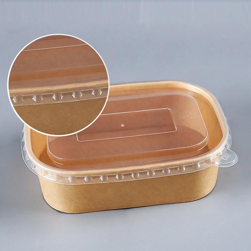 Eco-Friendly Disposable OEM ODM Take Away Rectangular Paper Bowl Square Salad Snack Box Container