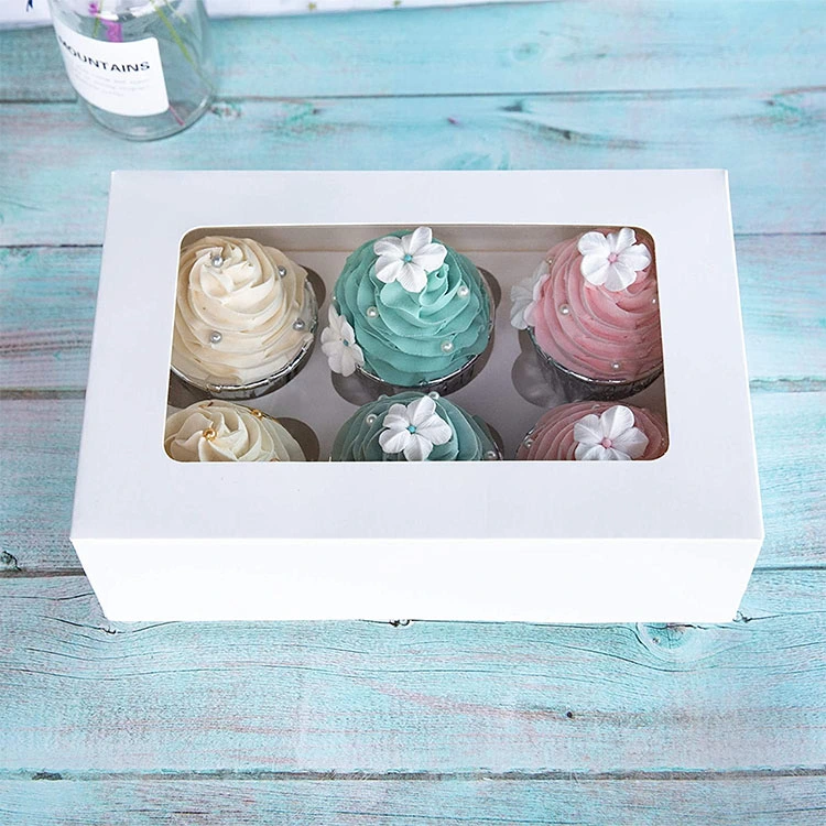 Biodegradable Paper Muffin Cupcake Box Gift Box for Food Bakery Cake with Clear Window