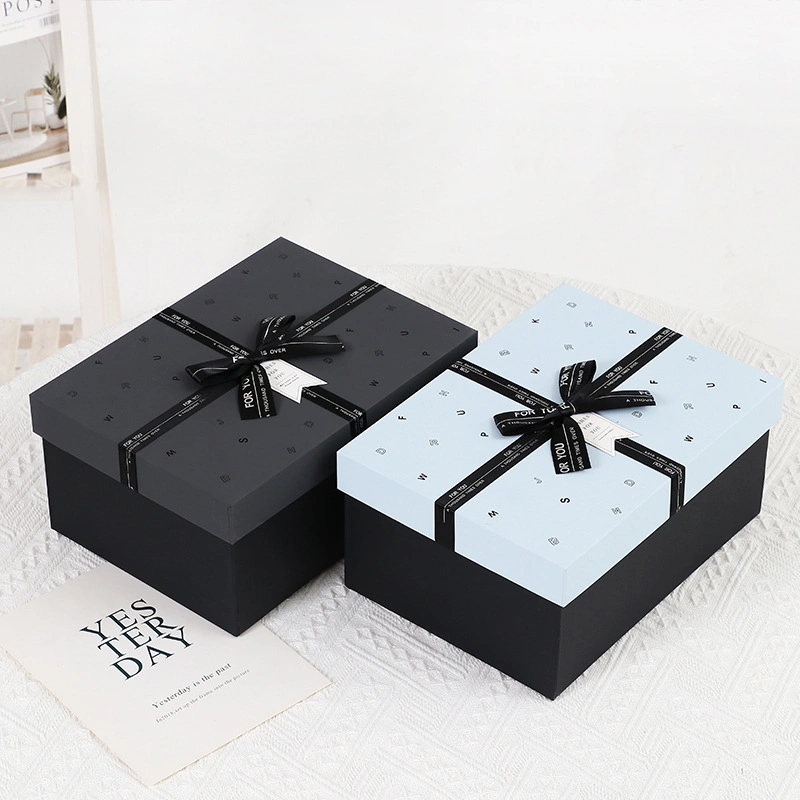 Ribbon Bow-Tie Rigid Cardboard Lid and Base Paper Packaging Gift Carton Box