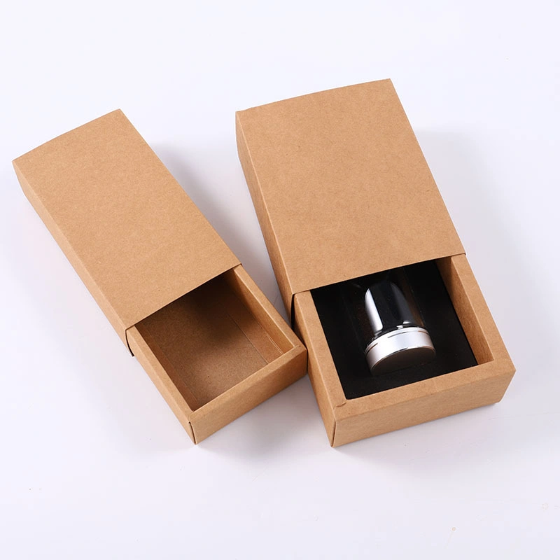 Drawer Kraft Paper Box Sleeves Packaging Box with Flocked Sponge Lining for Bottle Packing