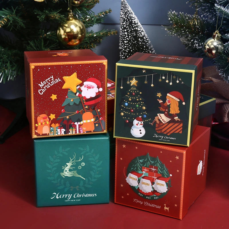 Custom Christmas Candy Gift Box Kraft Greaseproof Paper Food Boxes Packaging with PVC Window