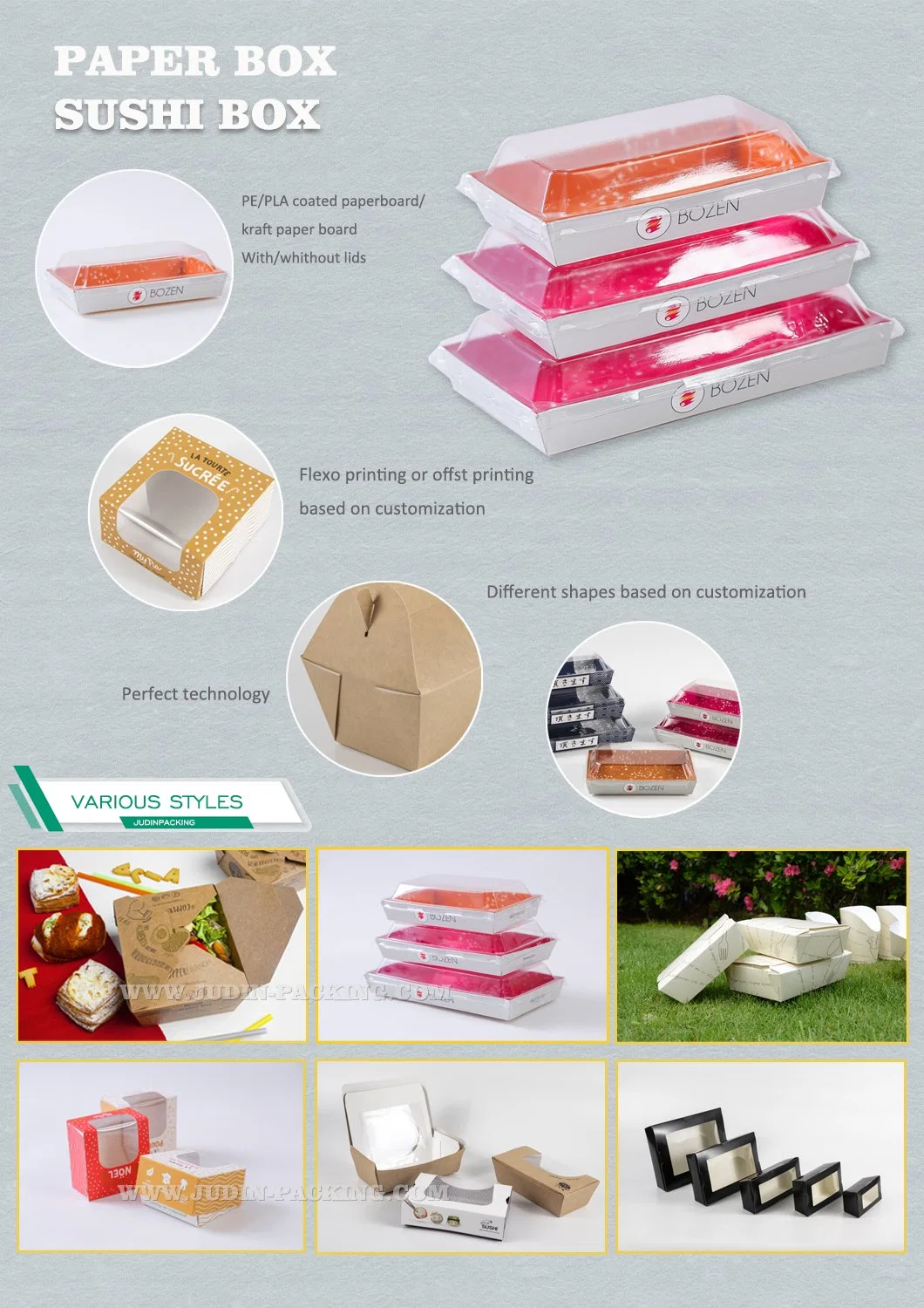 Octagonal Paper Card Box Sushi Cupcake Take Away Packaging Box