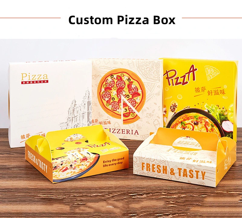 Custom Disposable Food Grade 3 6 8 10 12 14 16 18 20 22 Inch Takeaway French Fries Hamburger Corrugated Paper Pizza Box