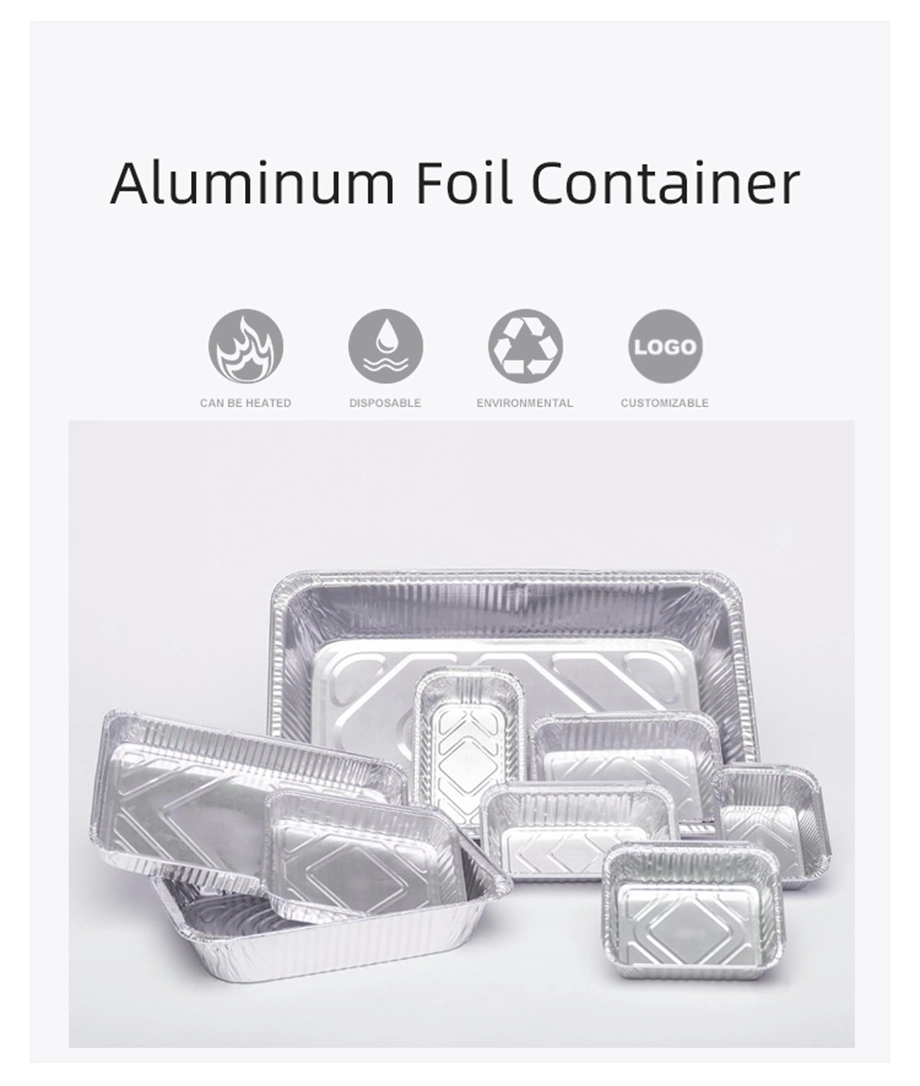 Hot Sell Regular Size Disposable Aluminum Foil Container Custom Rectangular Aluminum Foil Food Takeaway Box with Paper Lids