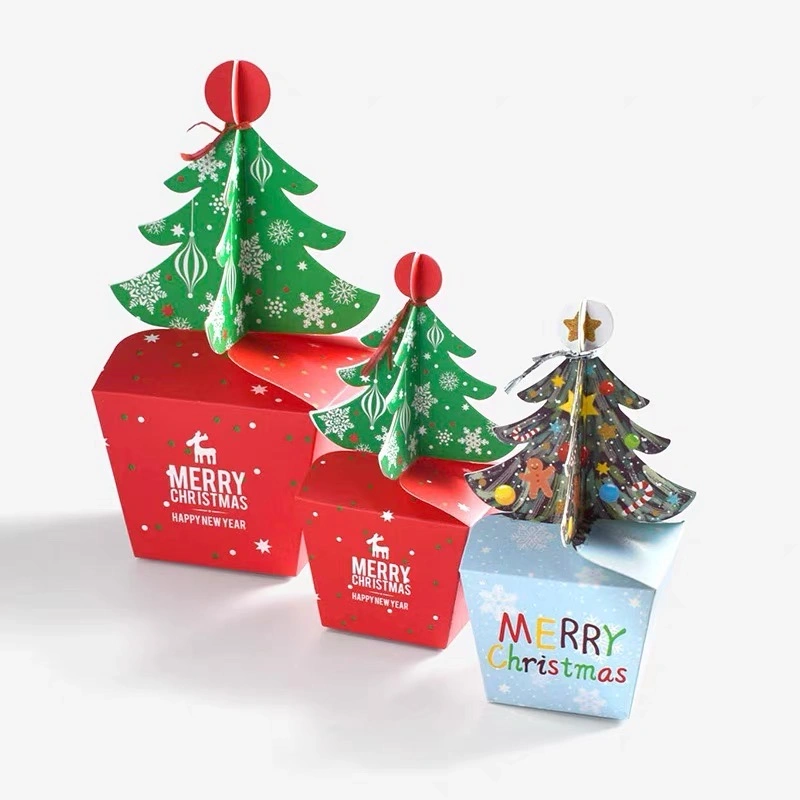 Eco Friendly Foldable Christmas Candy Dessert Cookie Paper Box with Logo Printing Xmas Sweet Biscuit Pastry Cardboard 3D Gift Package Boxes Cupcake Boxes