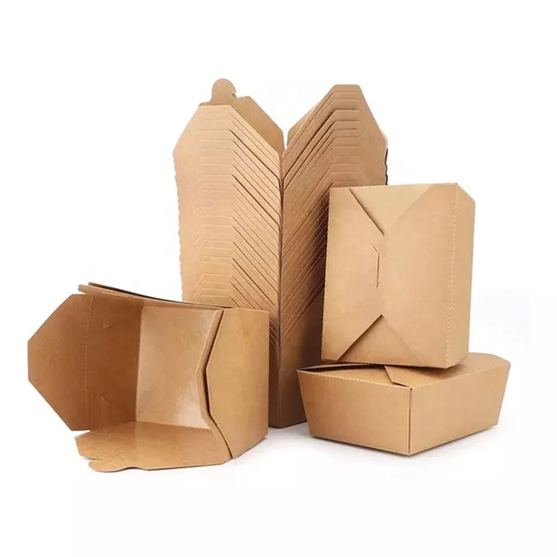 Customized Printing Disposable Take Away Kraft Paper Meal Box Hot Chicken Wings Packaging Box Fast Food Paper Box