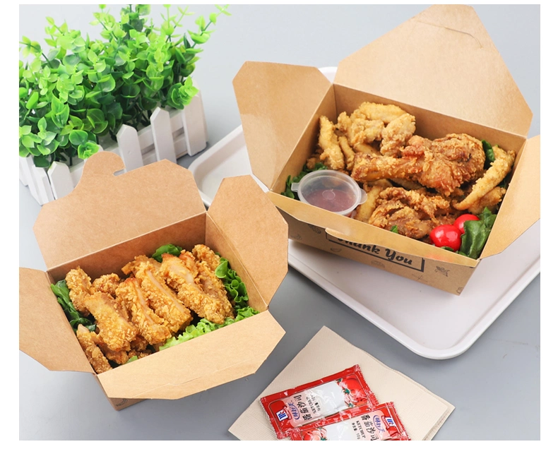 Kraft Paper Rectangular Snack Biodegradable Disposable Packing Eco Paper Lunch Food Take Away Box